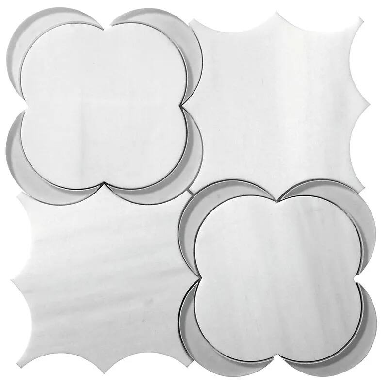 Apollo tile 11 x 11 Elysian Polished White Gray Dolomite, Glass Marble Tile (4.28 sq ft/case) - 5 Pack