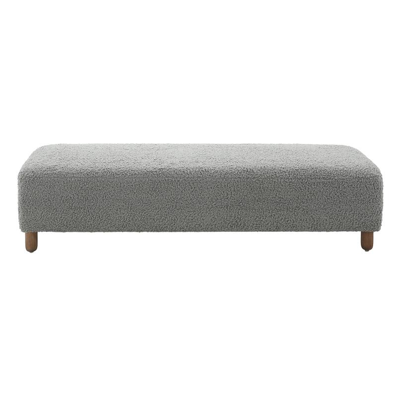 Simple and Versatile Design Comfortable Ottoman with Solid Pine and Plywood Frame, Assembly Required