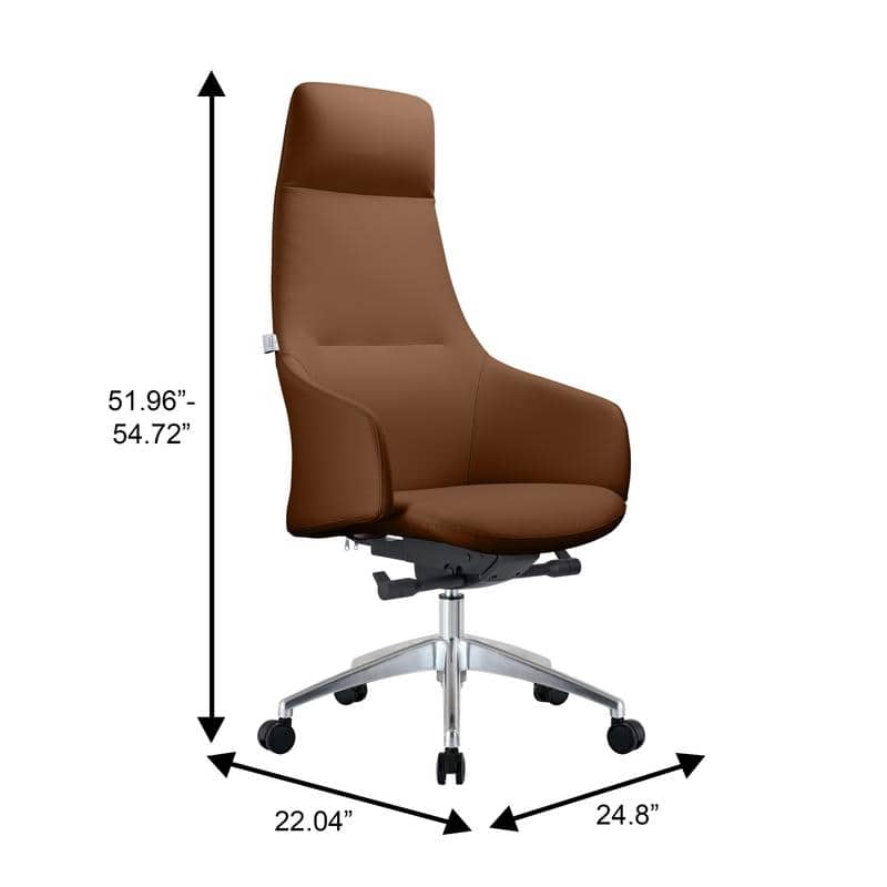 Celeste Ergonomic Adjustable Height Leather Executive Office Chair with Durable Iron Frame, and Swivel for Comfort & Support