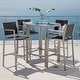 preview thumbnail 2 of 49, Cape Coral Outdoor 5-piece Aluminum Square Bar Set by Christopher Knight Home Grey Bar Set With Glass Table