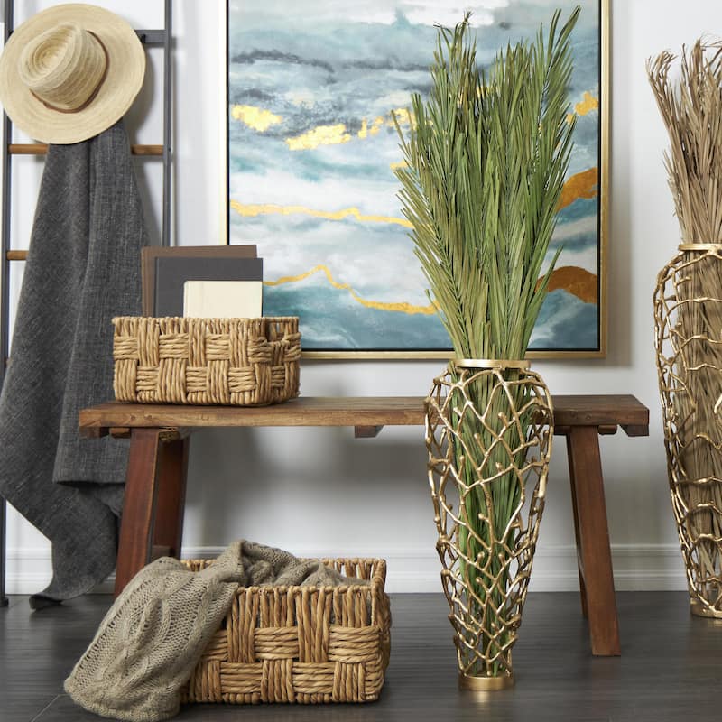 Dried Plant Palm Leaves Tall Home Decor Natural Foliage with Grass - Light Brown, Dark Brown, Green - Roche River Decor