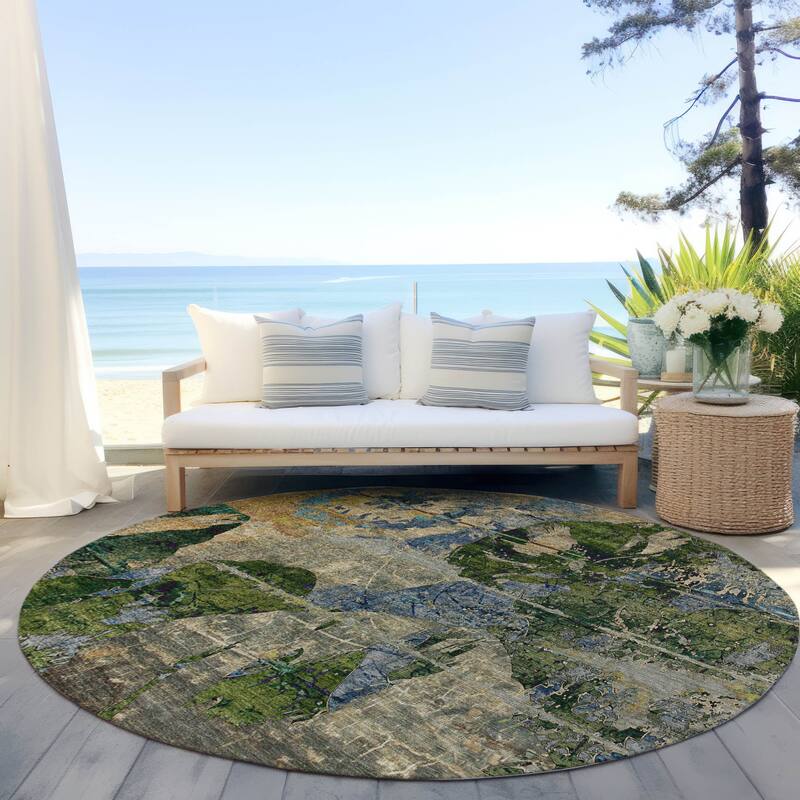 Hato Lush Floral Weather Resistant Versatile Elegance Runner Outdoor Rug