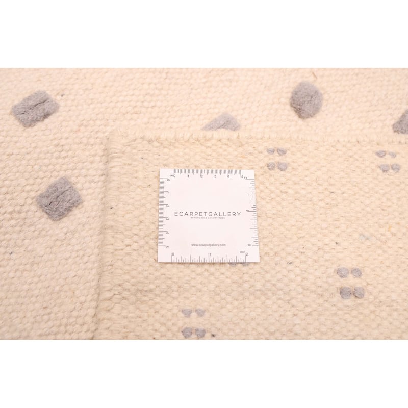 ECARPETGALLERY Flat-Weave Nevada Cream Wool Kilim - 4'0 x 5'9