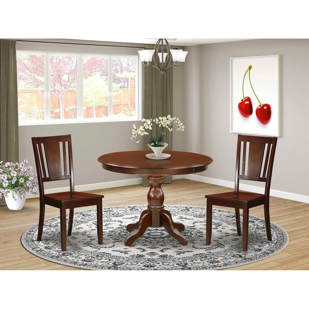 3-Piece Mahogany Finish Solid Wood Top - Dining Room Set - Seats 4