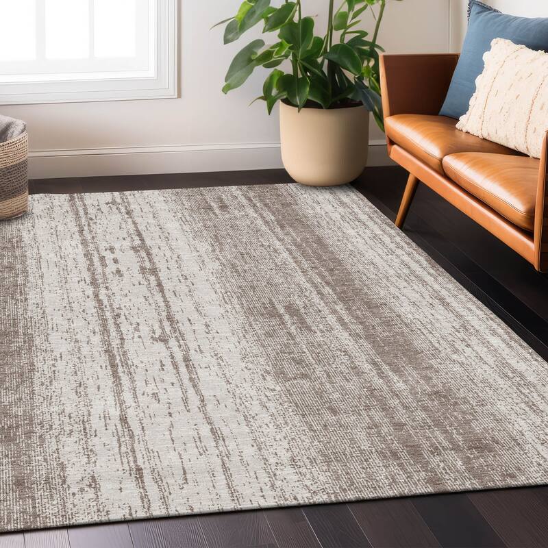 Machine Washable Indoor/ Outdoor Chantille Stripes Ombre Rug