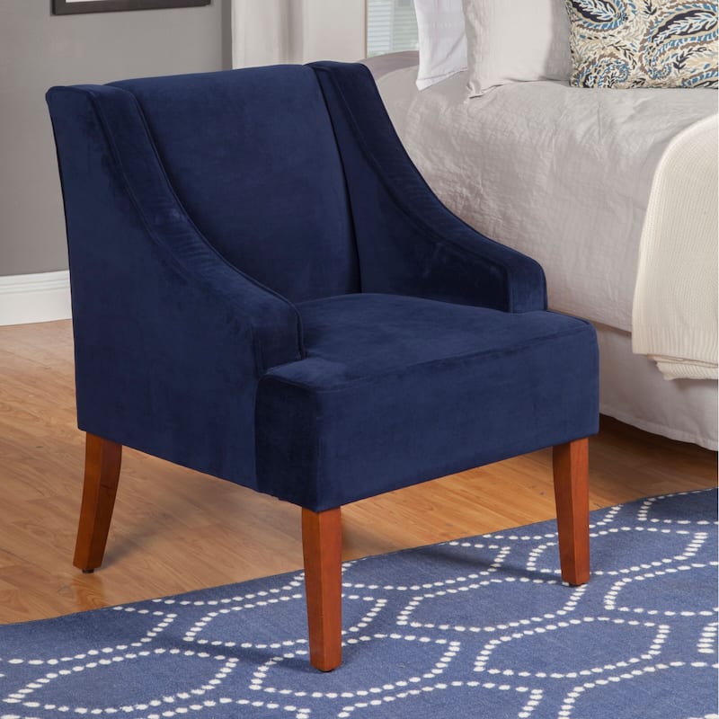 Porch & Den Lyric Navy Velvet Swoop Arm Accent Chair