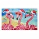 preview thumbnail 1 of 7, Stupell Holiday Flamingo Girlfriends Printed Outdoor Door Mat, design by Paul Brent, 18"x30" Blue