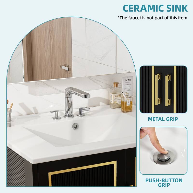 Moasis 30" Bathroom Vanity with Ceramic Sink and 2 Doors
