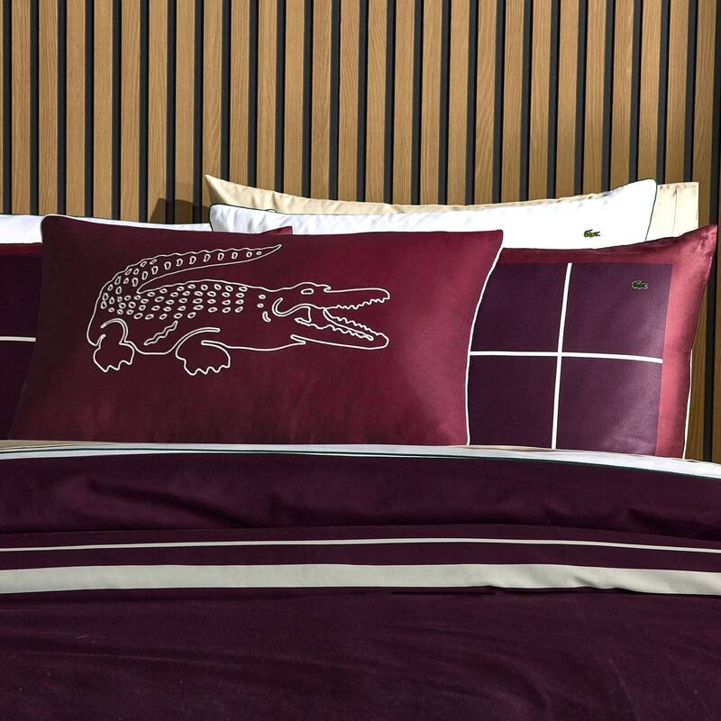 Lacoste Embroidered Big Croc 100% Cotton 16" x 24" Decorative Throw Pillow