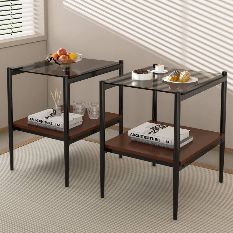 Tempered Glass Coffee Table and End tables Set of 3 - N/A