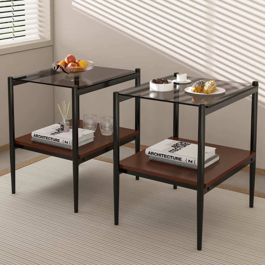 Tempered Glass Coffee Table and End tables Set of 3 - N/A