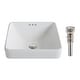 preview thumbnail 10 of 13, Kraus Elavo 16 1/4 in Square Ceramic Semi-Recessed Bathroom Sink White w/ Brushed Nickel Overflow Drain