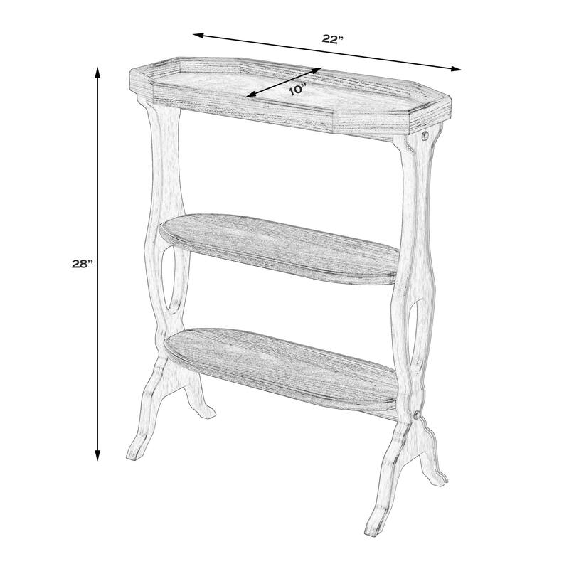Hadley 22 in. W Octagonal Wood 3 Tier Side Table