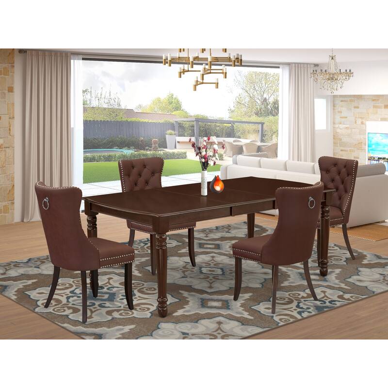 East West Furniture Dinette Set Consists of a Rectangle Dining Table and Parson Chairs, Mahogany (Pieces Options) - DODA5-MAH-26