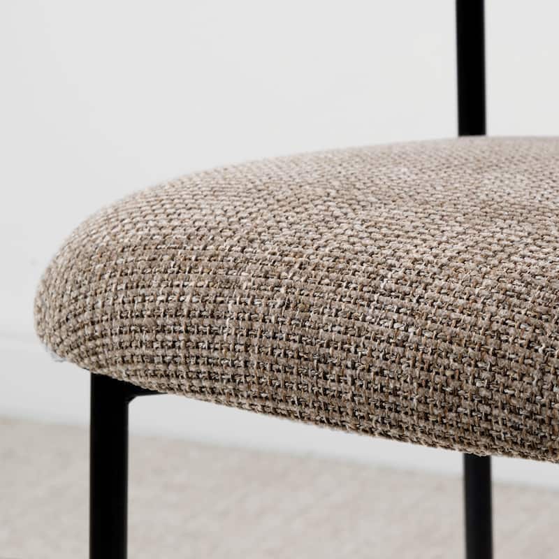 Modern Upholstered Dining Chairs with Curved Open Back and Black Metal Legs (Set of 4)