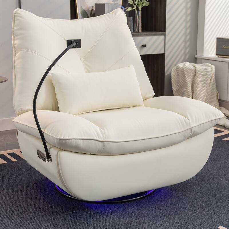 Power Swivel Rocking Chair with USB Port Charge &Lamp for Nursery
