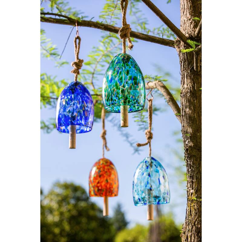Art Glass Speckle Light Blue Bell Chime