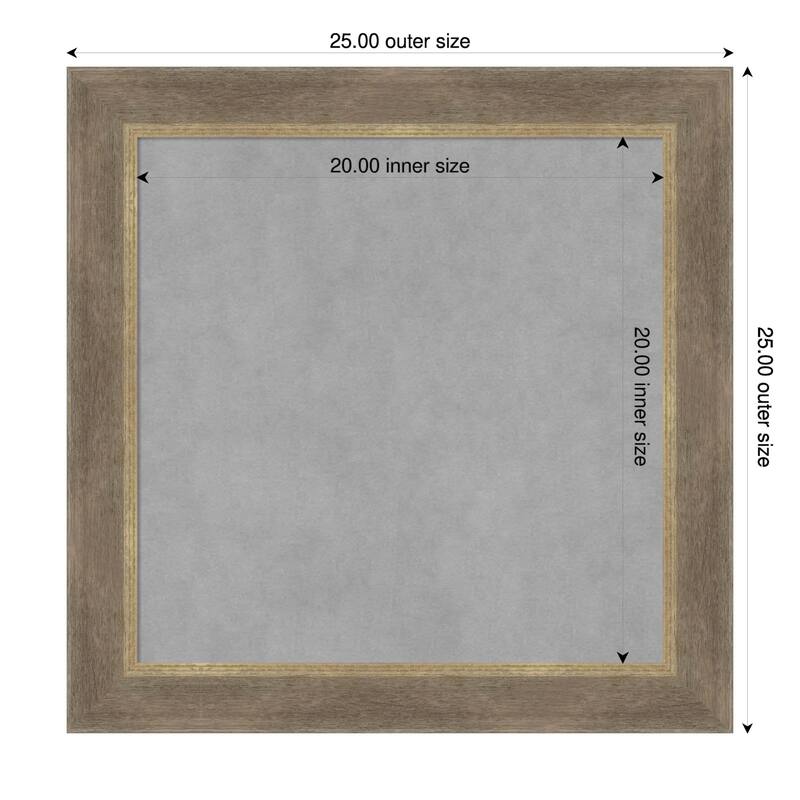 Amanti Art Driftwood Tan Framed Magnetic Board - 25 x 25 in