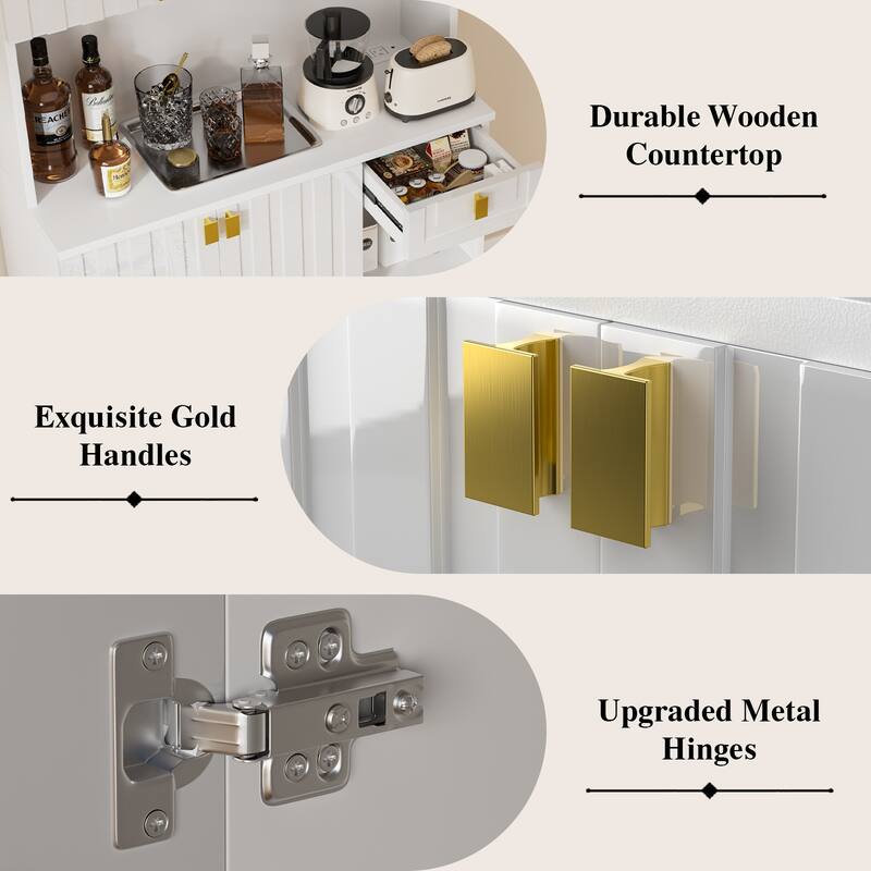 Gymojoy 71" Kitchen Pantry Cabinet with Power Outlet, Adjustable Shelves, Microwave Stand for Kitchen & Dining Room Storage