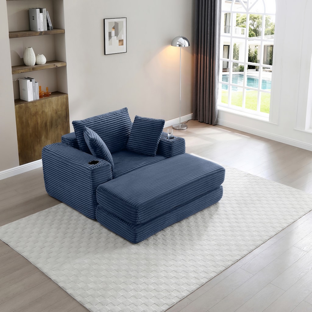 52.4'' Boneless Chaise Lounge Chair Indoor-Oversized Cloud-Like Cozy Comfy Modular 3-in-1 Sofa Bed