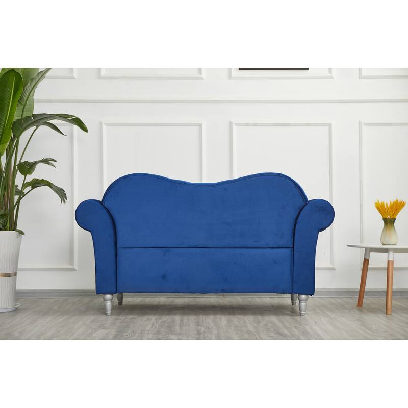 Velvet Rolled Arm Chesterfield Loveseat