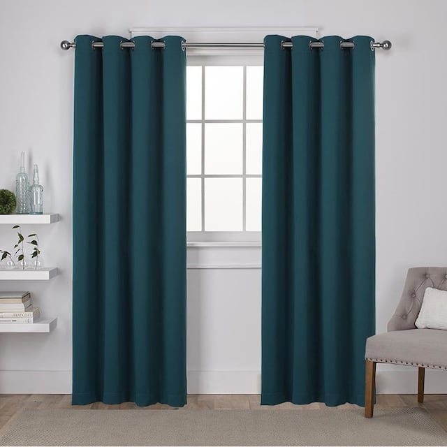 Porch & Den Boosalis Sateen Twill Blackout Curtain Panel Pair - 52" W X 63" L - sapphire teal