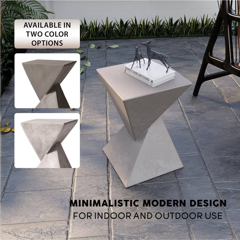 13-Inch Square Side Table in Fiberstone Modern Accent Side Table for Indoor and Outdoor Glint Series