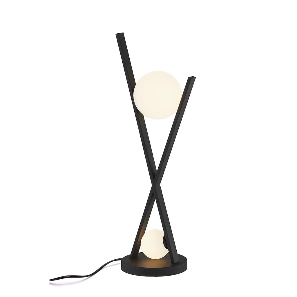 Justice Design Group EVOLV Fusion Stix 2-Light Matte Black Portable Lamp with Opal Glass