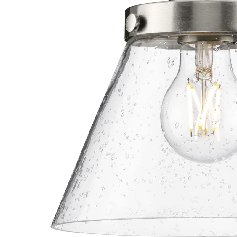 Hinton Collection One-Light Brushed Nickel Modern Farmhouse Pendant - 8 in x 8 in x 8.62 in