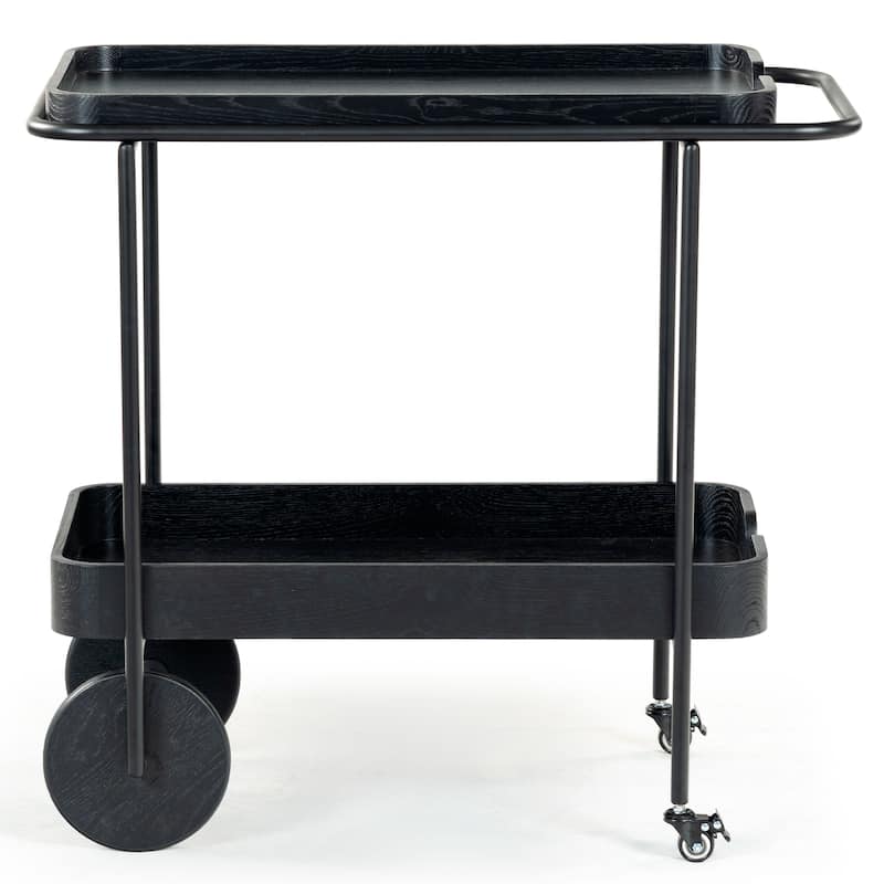 SAFAVIEH Couture Malek Wood And Metal 2 Shelf Bar Cart - 35"W x 19"D x 32"H - Black