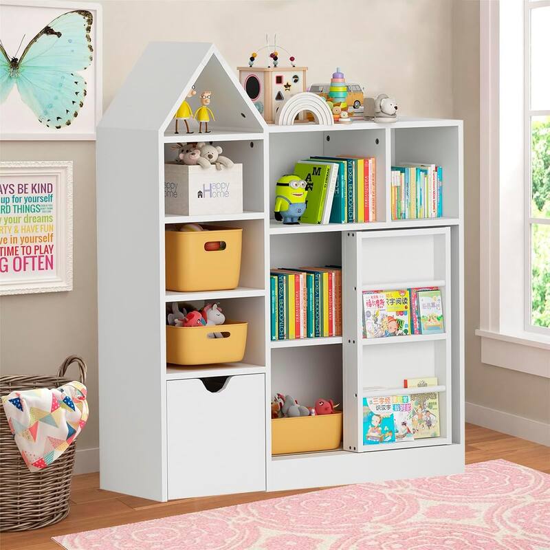 Kids Bookshelf with Storage, Toy Organizer, Kids Bookshelf with Storage Cubby,Bookcase