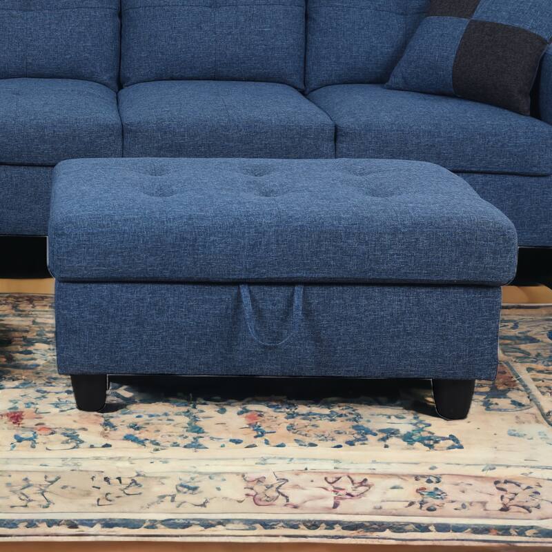 KISRAIS 34" Wide Upholstered Storage Ottoman