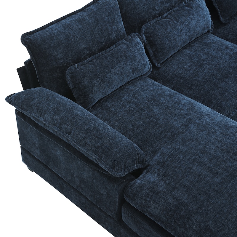U-Shaped Symmetrical Sectional Sofa with Console, Chaise, USB Ports
