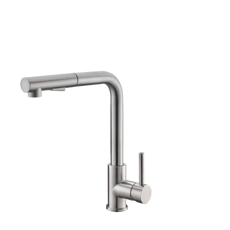 STYLISH Kitchen Sink Faucet Single Handle Pull Down Dual Mode in Stainless Steel - Faucet Height: 12 5/8" | Spout Height: 11"