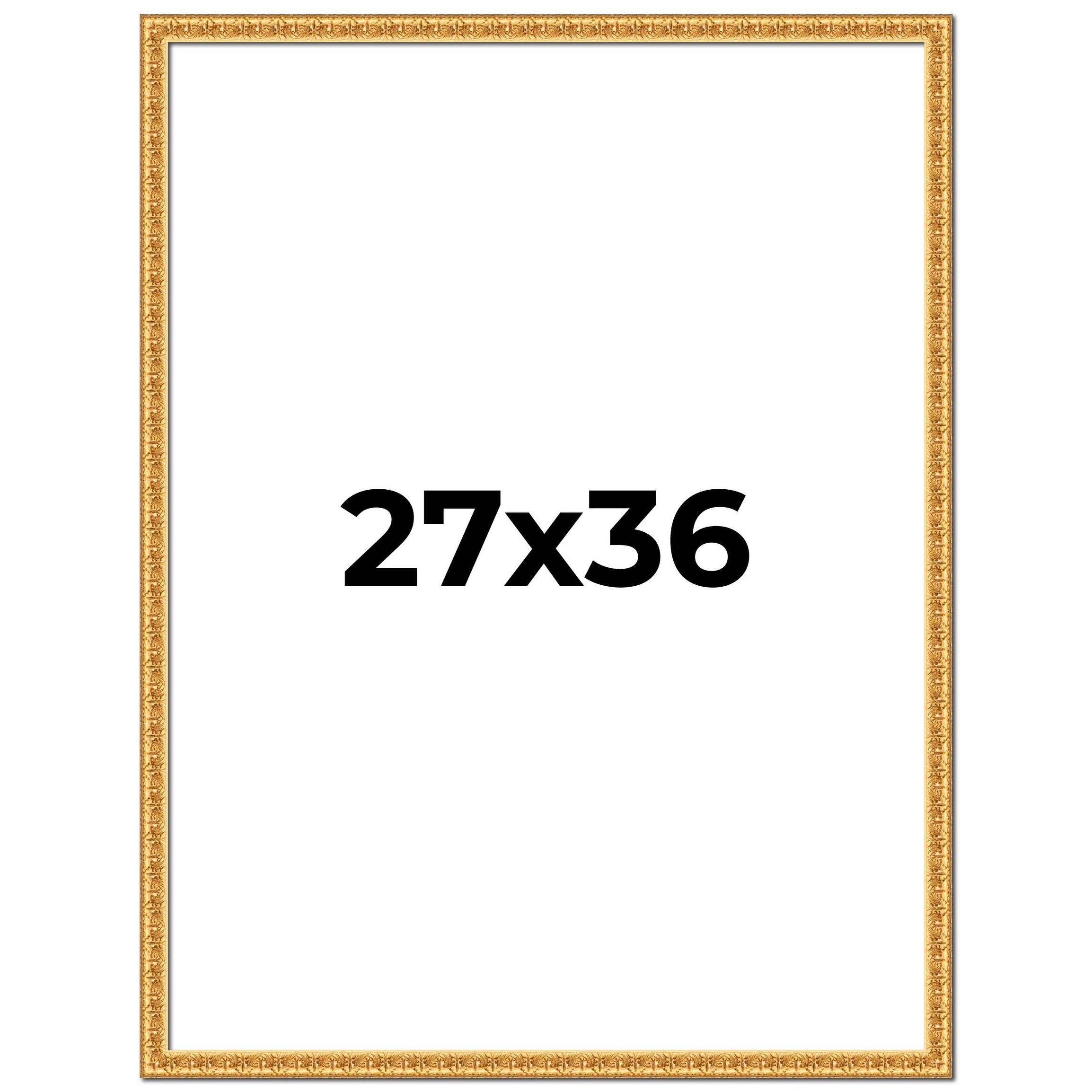 27x36 Frame Gold Real Wood Picture Frame Width 1 inches | Interior