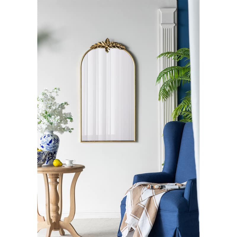 Arched Wall Mirror with Gold Metal Frame