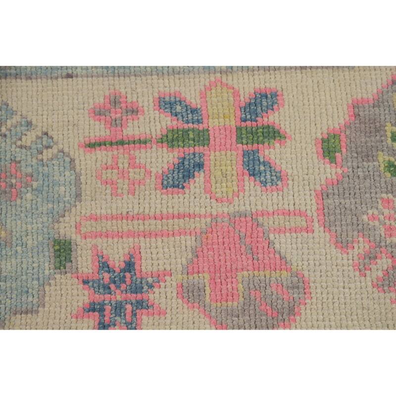 Hand Knotted Oriental 100% Wool Carpet Transitional All-Over Purples Oushak Area Rug - 10' 8'' X 8' 1''