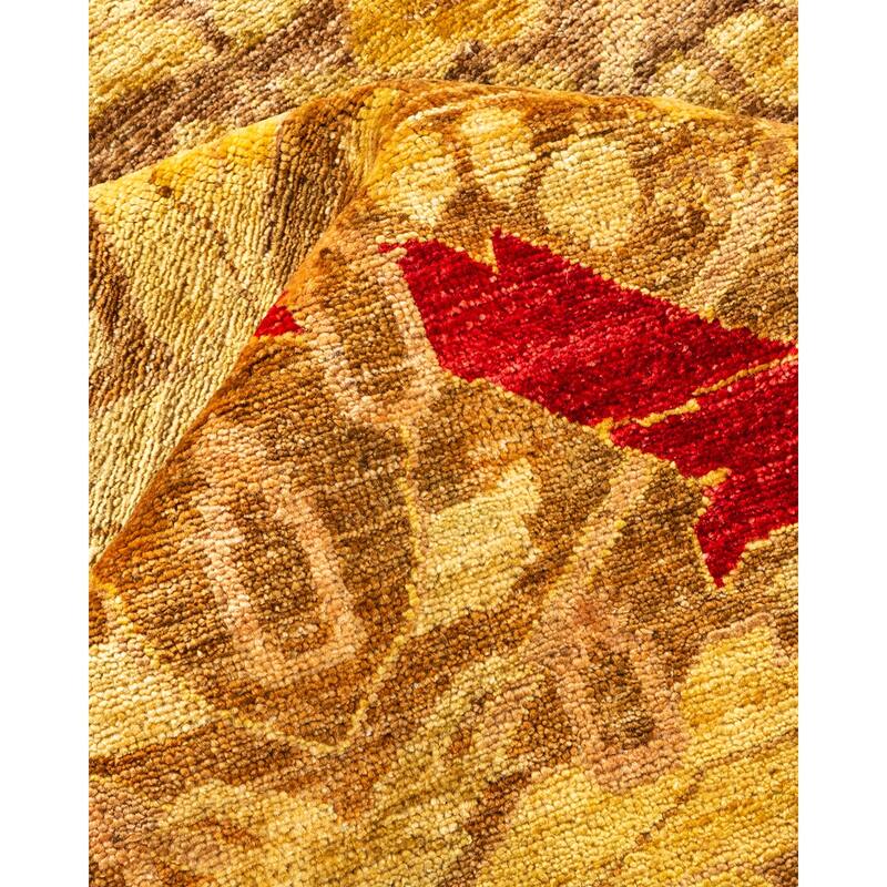 Overton Hand Knotted Wool Vintage Inspired Modern Contemporary Arts & Crafts Beige Area Rug - 9' 2" x 12' 0"