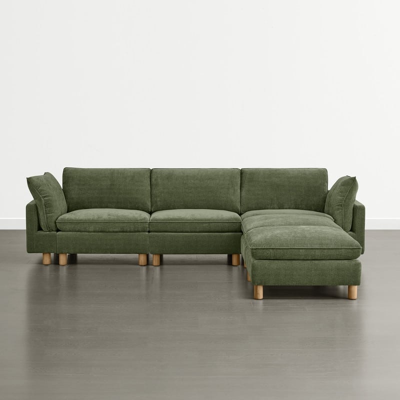 Spruce & Spring Modular Cloud Couch Sofa with Wood Legs for Living Room