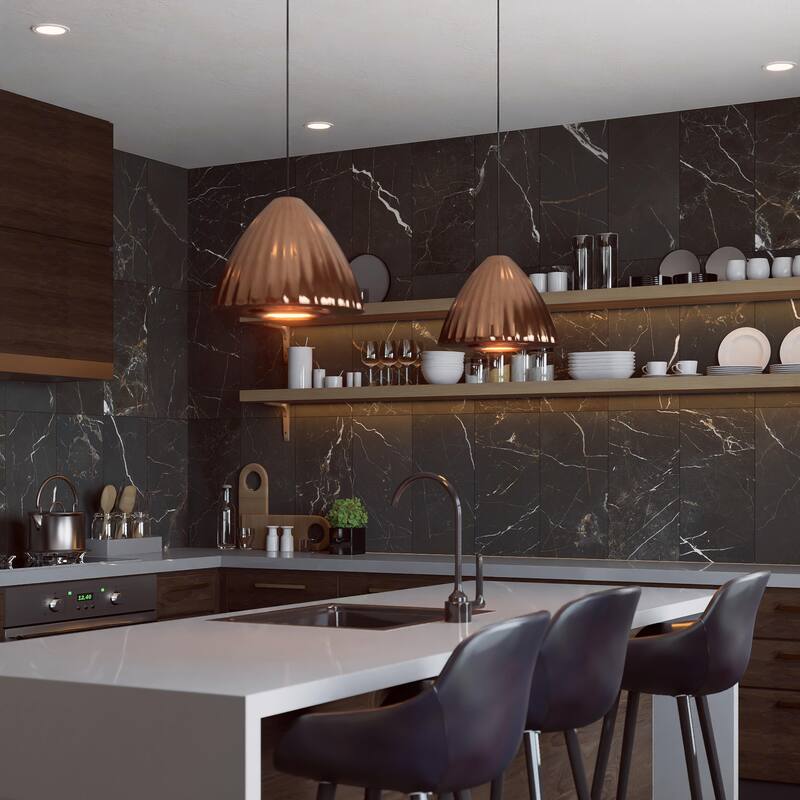 Merola Tile Reve Noir 11-3/4" x 23-1/2" Porcelain Floor and Wall Tile