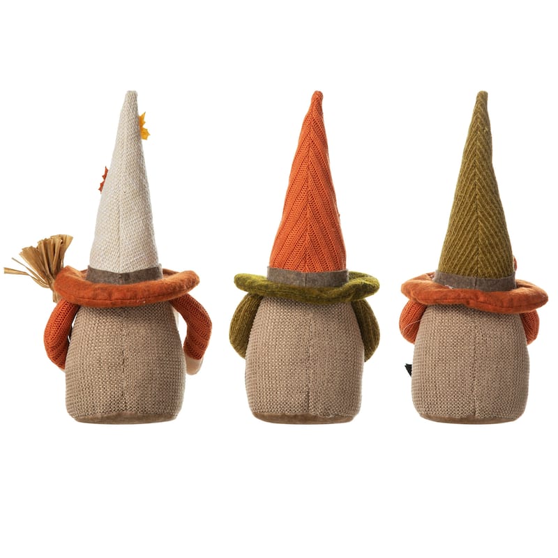 Glitzhome 13"H Set of 3 Fall Harvest Fabric Gnome Decor Table Collectible Ornaments