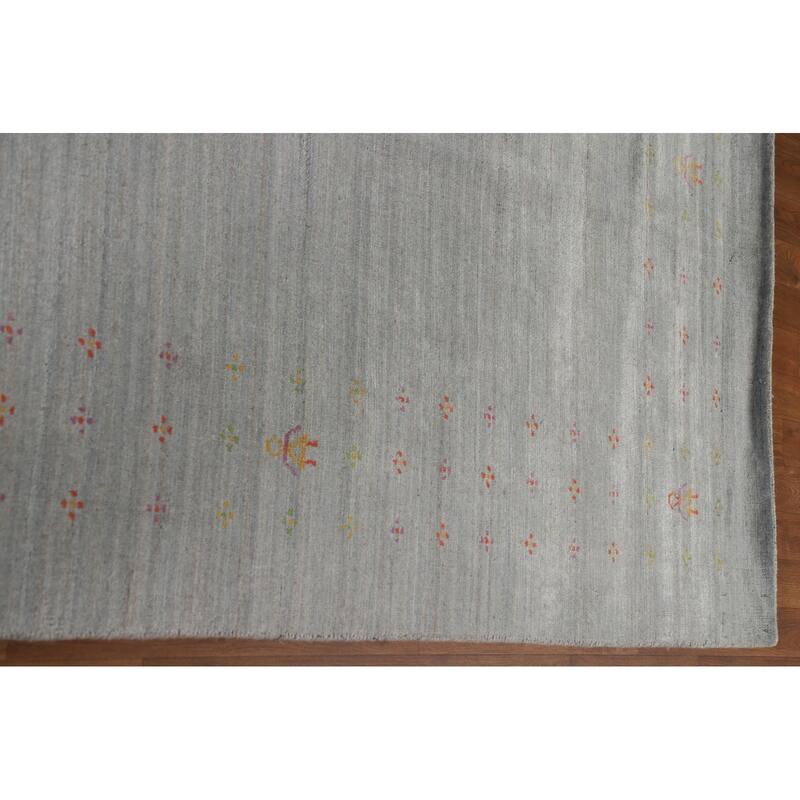 Grey Gabbeh Area Rug Handmade Wool Carpet - 8'11"x 11'9"