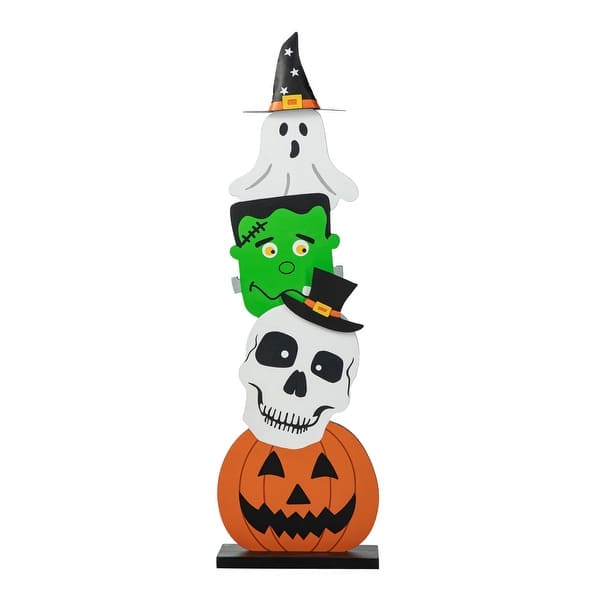 Glitzhome Halloween Wooden Stacked Ghost Porch Decor(KD) - Bed Bath & Beyond - 35682465