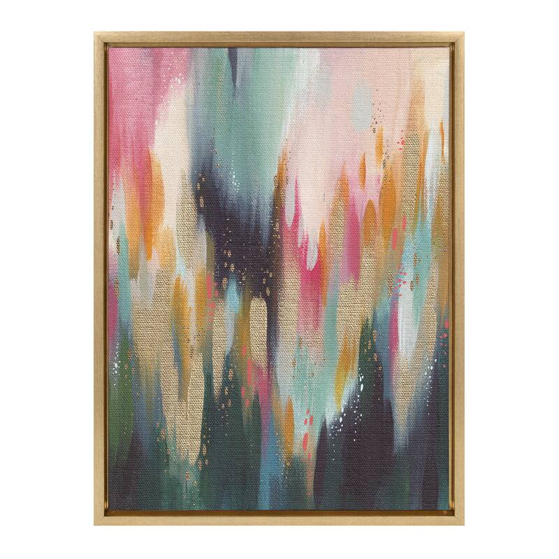 Kate and Laurel Sylvie Brushstroke 135 Framed Canvas by Jessi Raulet - 18x24 - Plastic - Gold