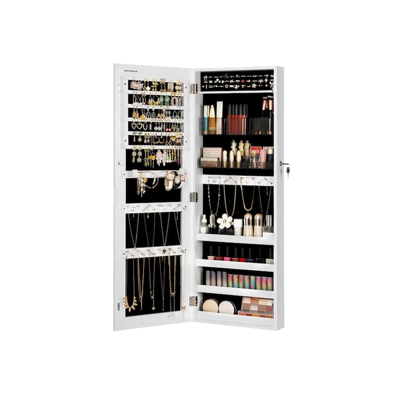 SONGMICS Mirror Jewelry Armoire, Lockable Storage Organizer