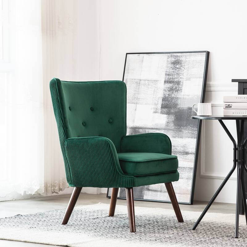 Velvet Upholstered Accent Chair Armchair for Living Room
