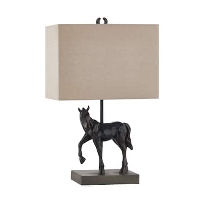 20.25"H Bronze Resin Horse Table Lamp With Shade - 12" x 7" x 20.25"