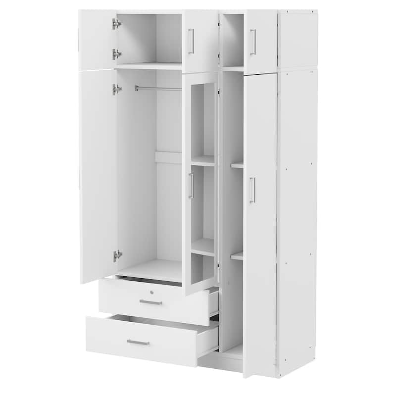 Mirror Wardrobe with 2 Drawers and Top Cabinet by Harper&Bright Designs