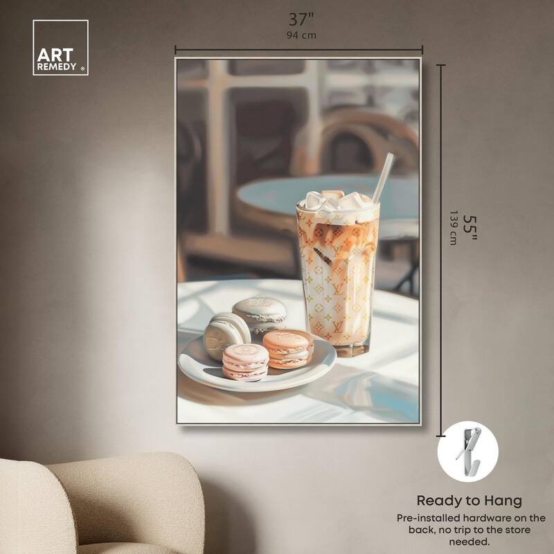 Glam Iced Coffee and Macarons Canvas by Art Remedy