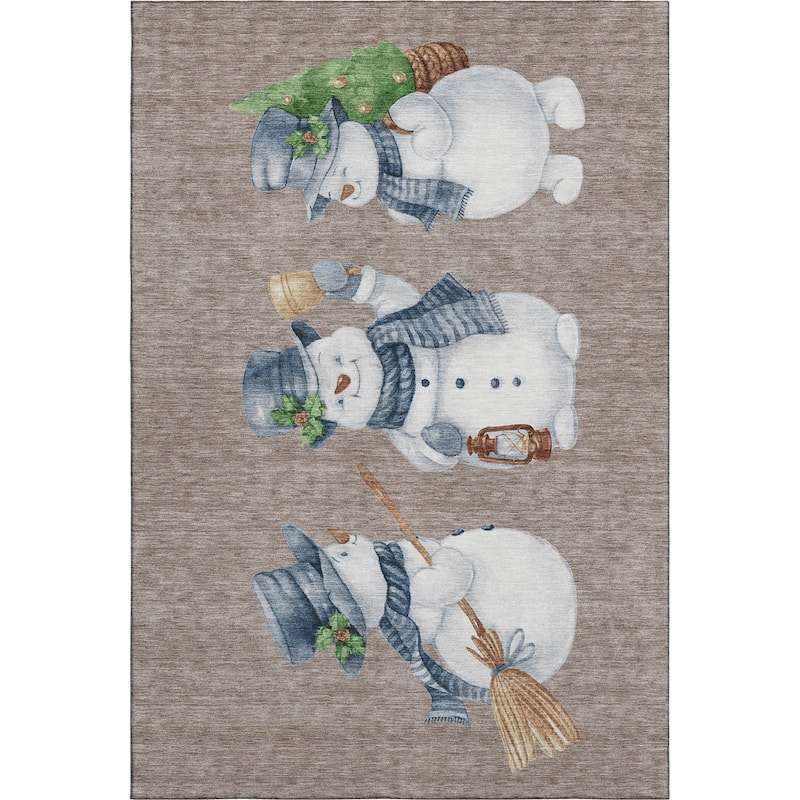 Premium Washable Super Soft Winter Holiday Snowman Mayfield Rug